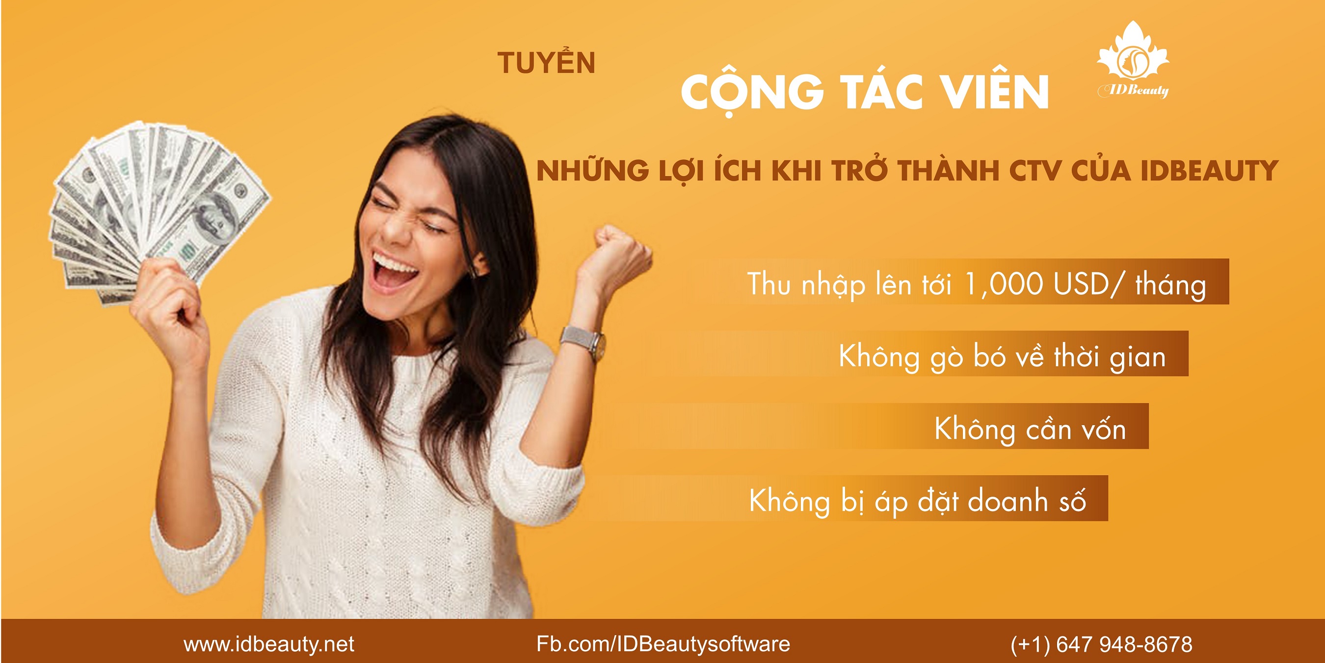 IDBeauty tuyển CTV kinh doanh online